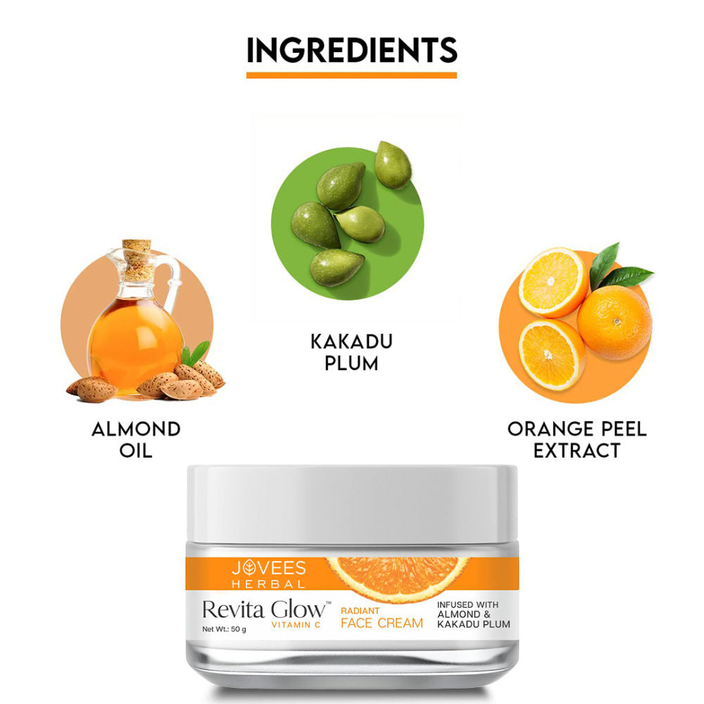 Jovees Herbal Vitamin C Face Cream Infused with Kakadu Plum and Almonds