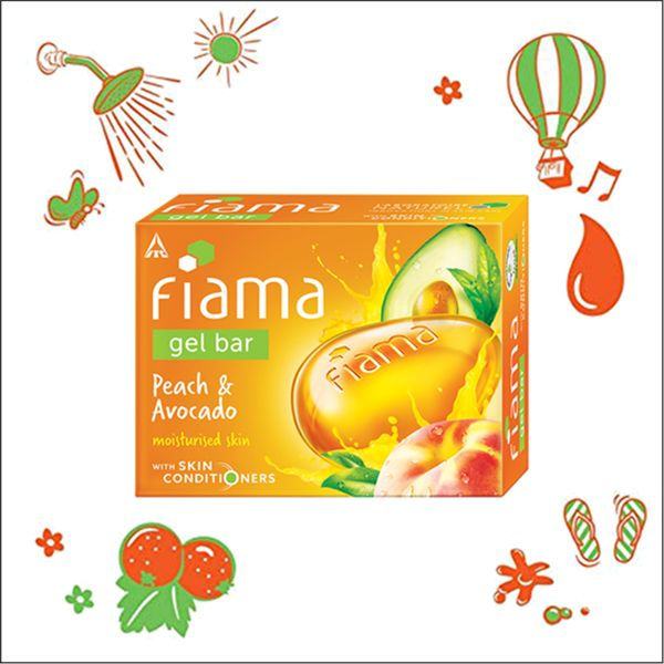 Fiama Peach & Avocado Gel Bar for Moisturized Skin, Skin Friendly PH, Soft & Happy Skin