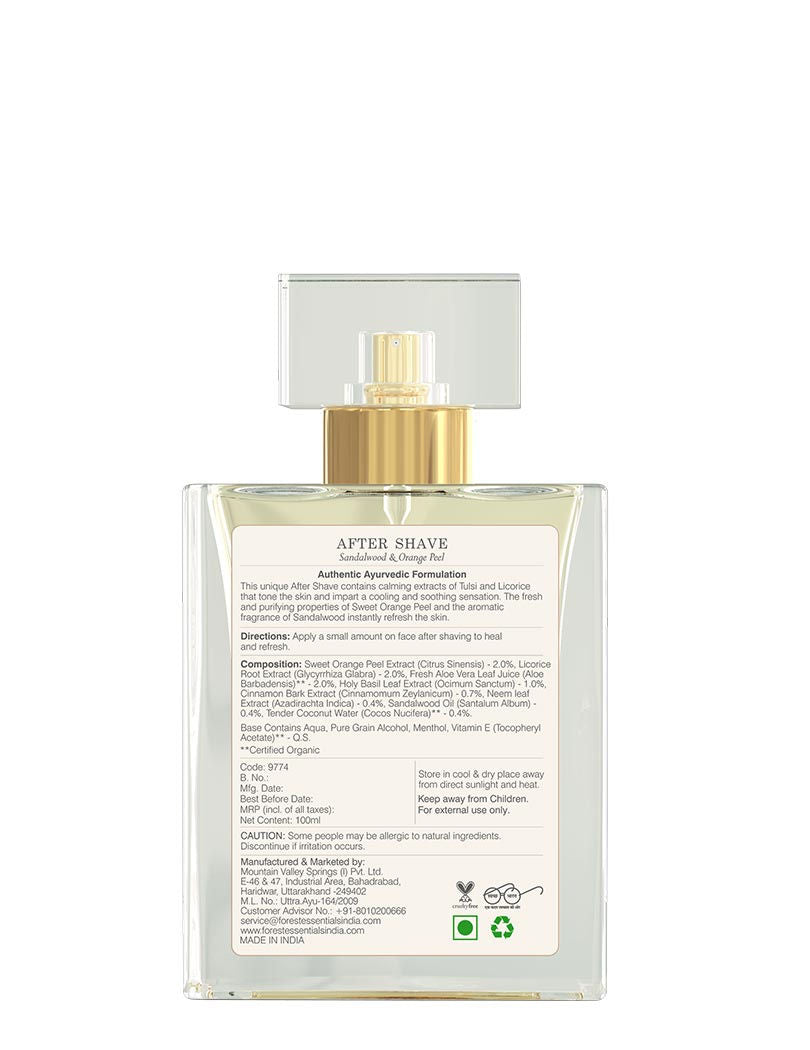 Forest Essentials Aftershave Spray with Sandalwood & Orange Peel - With Aloe Vera For Him