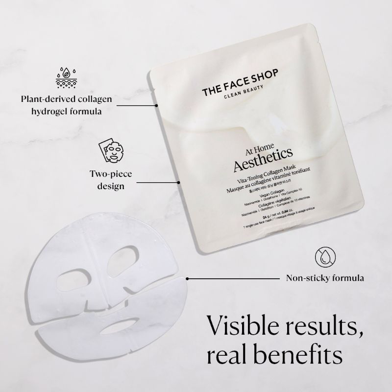 The Face Shop Korean Hydro Gel Sheet Mask - Vitamins, Vegan Collagen, Glutathione & Hyaluronic Acids