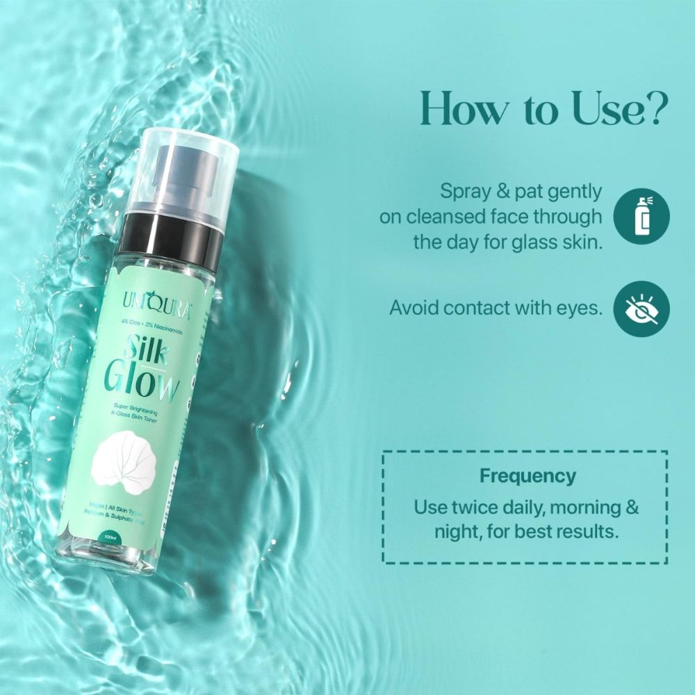 Uniqura Korean Glass Skin Face Toner for Glowing Skin with 2% Niacinamide & Rice Water Toner & Mist