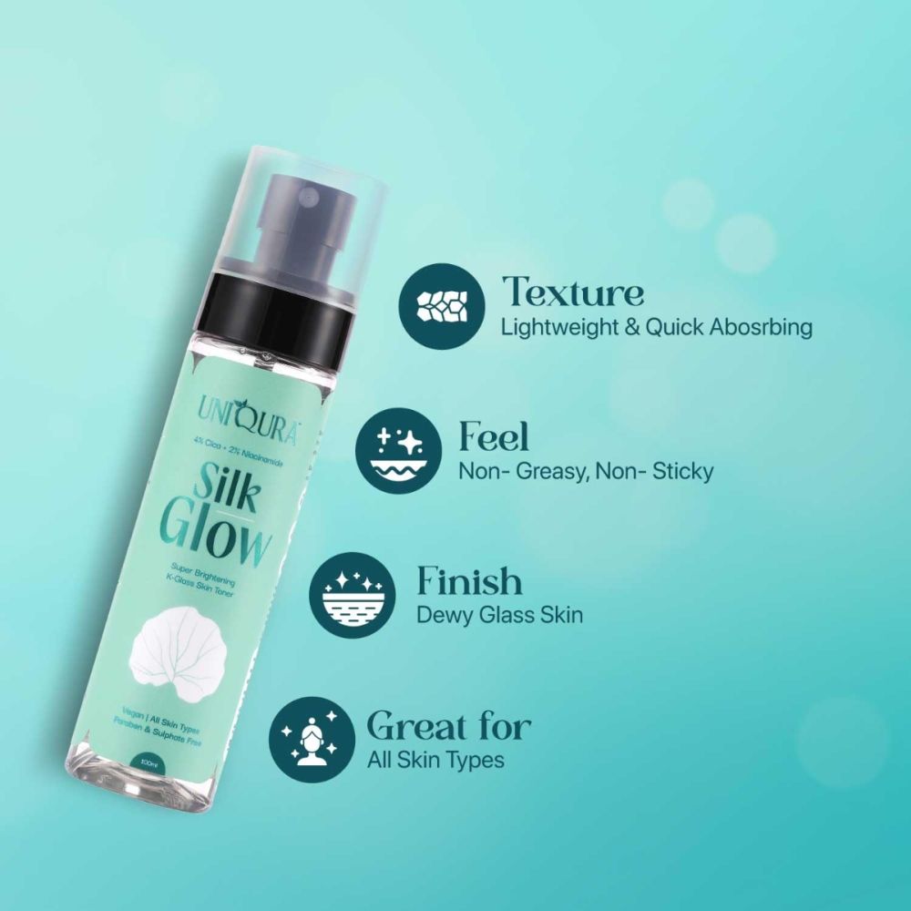 Uniqura Korean Glass Skin Face Toner for Glowing Skin with 2% Niacinamide & Rice Water Toner & Mist
