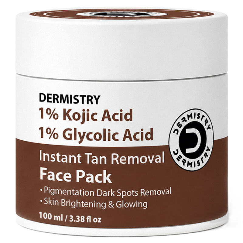 DERMISTRY Kojic Acid Pigmentation De D Tan Dark Spots Removal Skin Whitening Glowing Face Pack Mask