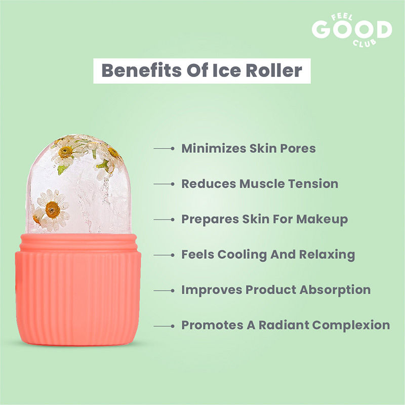 Feel Good Club Ice Roller - Natural Skin Care & De-puffing Massager For Face Neck & Under Eye (1 Pc)