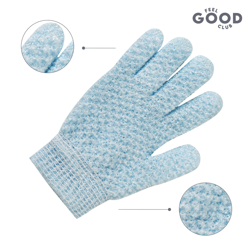 Feel Good Club Exfoliating Bath Glove Heavy Quality Body Scrubber Shower Loofah Mitten