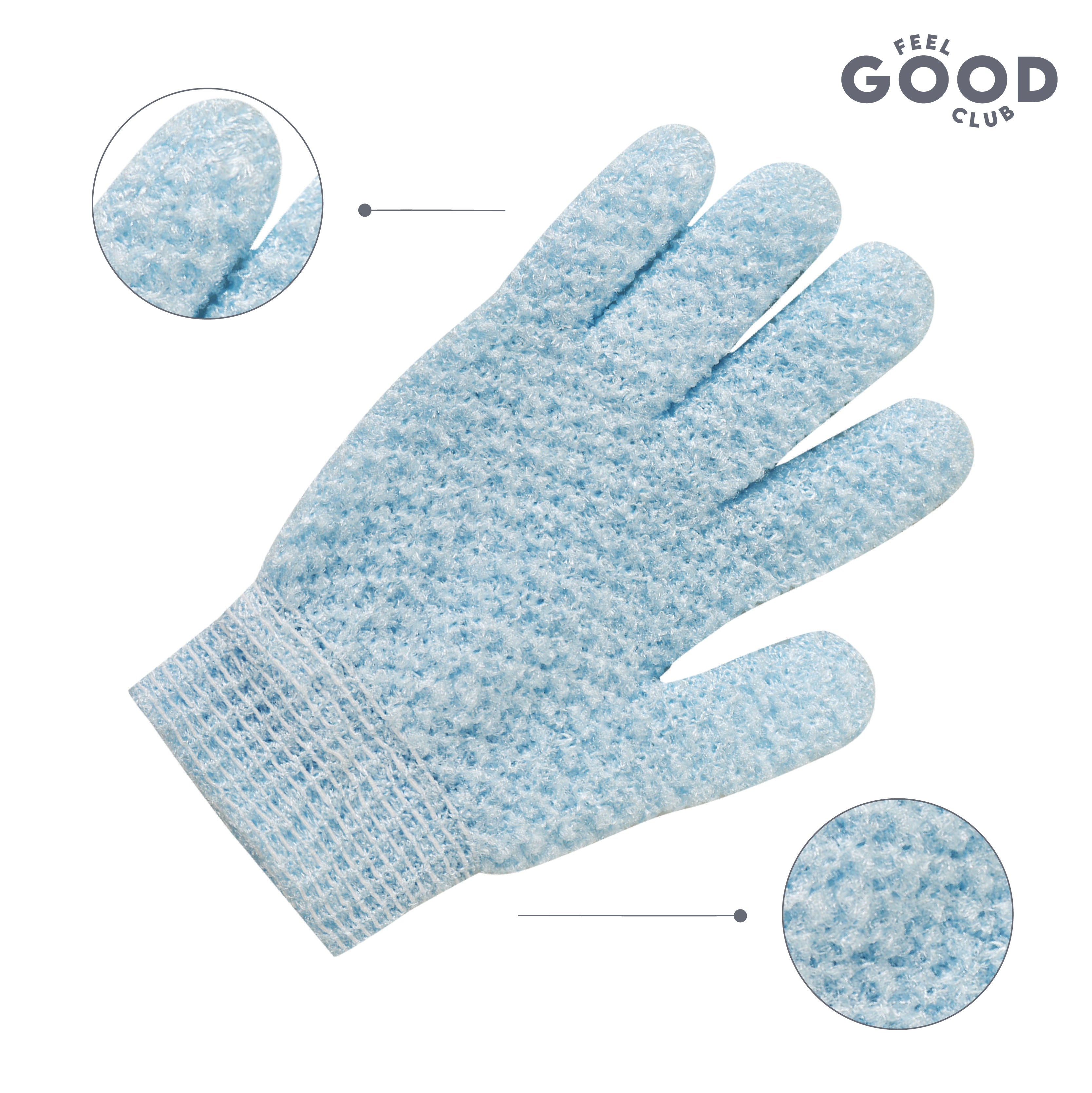 Feel Good Club Exfoliating Bath Glove Heavy Quality Body Scrubber Shower Loofah Mitten