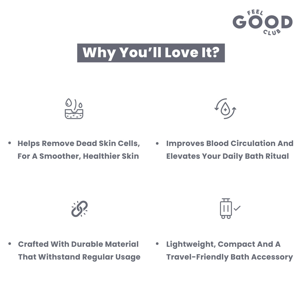 Feel Good Club Exfoliating Bath Glove Heavy Quality Body Scrubber Shower Loofah Mitten