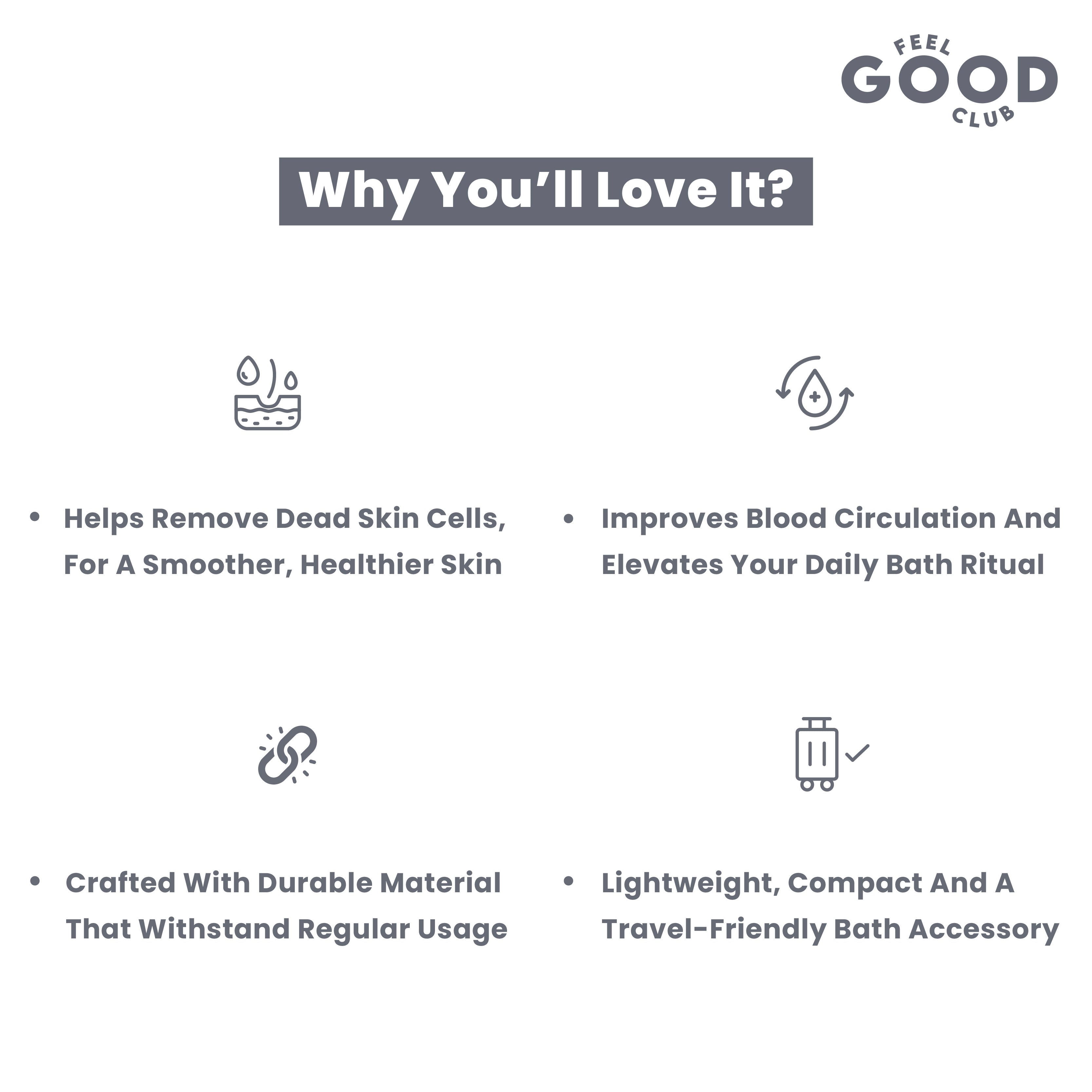 Feel Good Club Exfoliating Bath Glove Heavy Quality Body Scrubber Shower Loofah Mitten