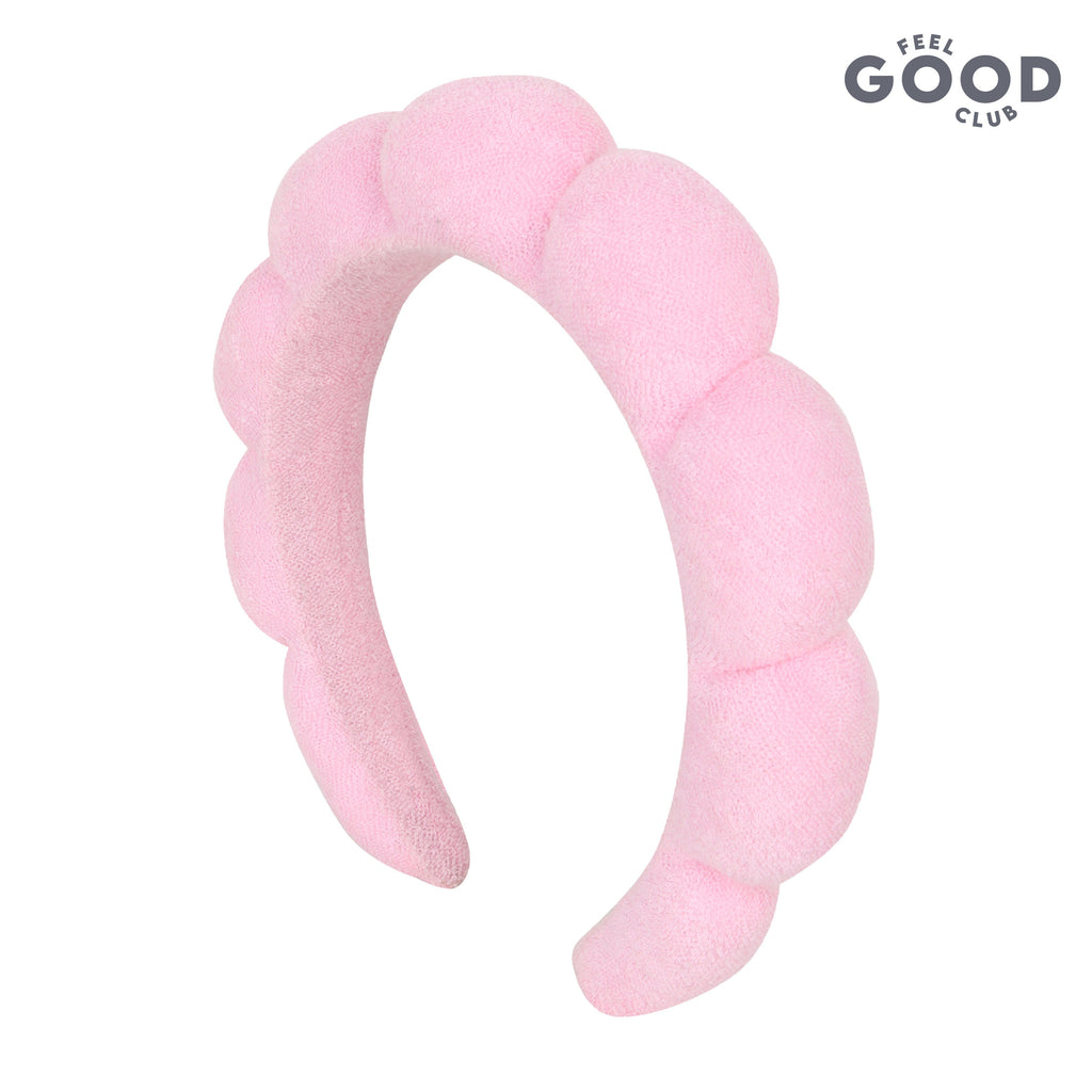 Feel Good Club Pink Bubble Headband & Wristbands - Set For Face Wash Skincare Makeup And Spa