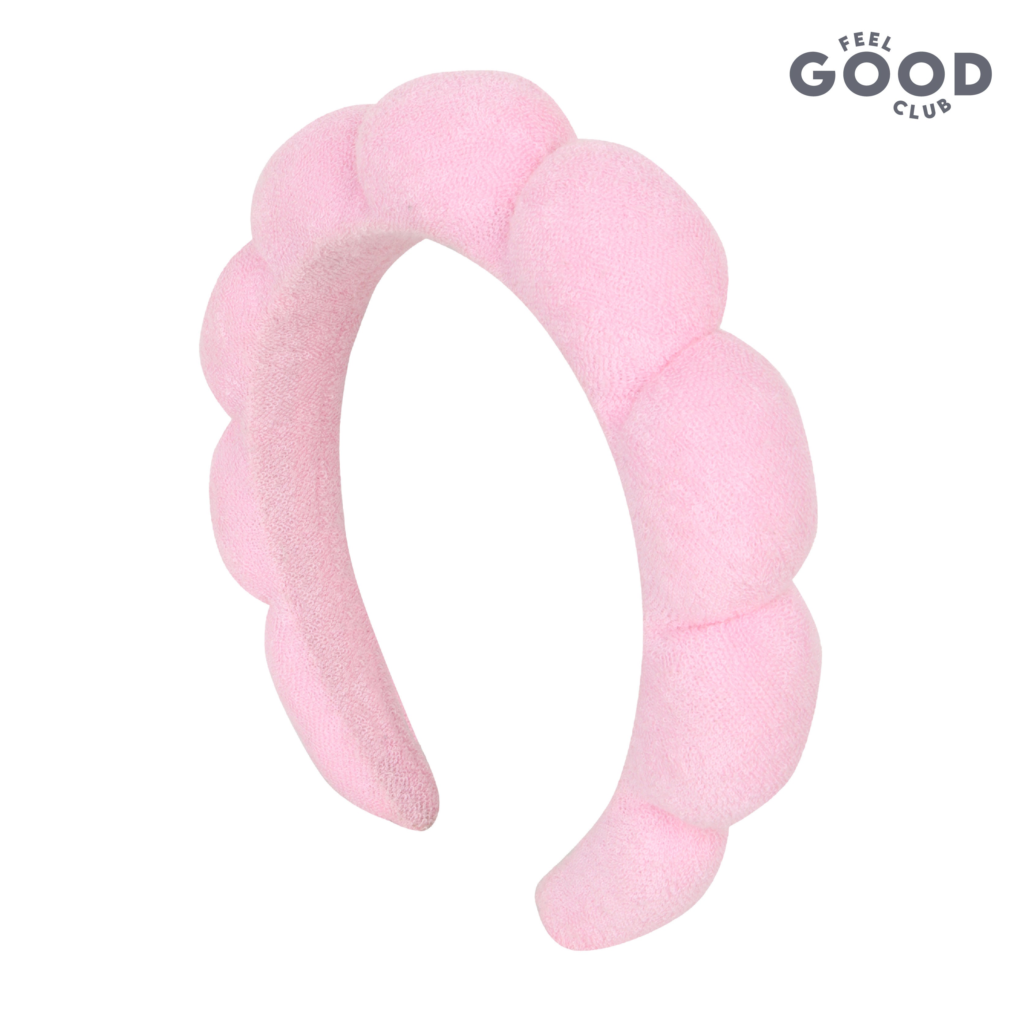 Feel Good Club Pink Bubble Headband & Wristbands - Set For Face Wash Skincare Makeup And Spa