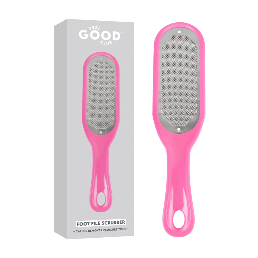 Feel Good Club Stainless Steel Foot File Scrubber Pink Brush For Skin Exfoliation Care & Pedicure