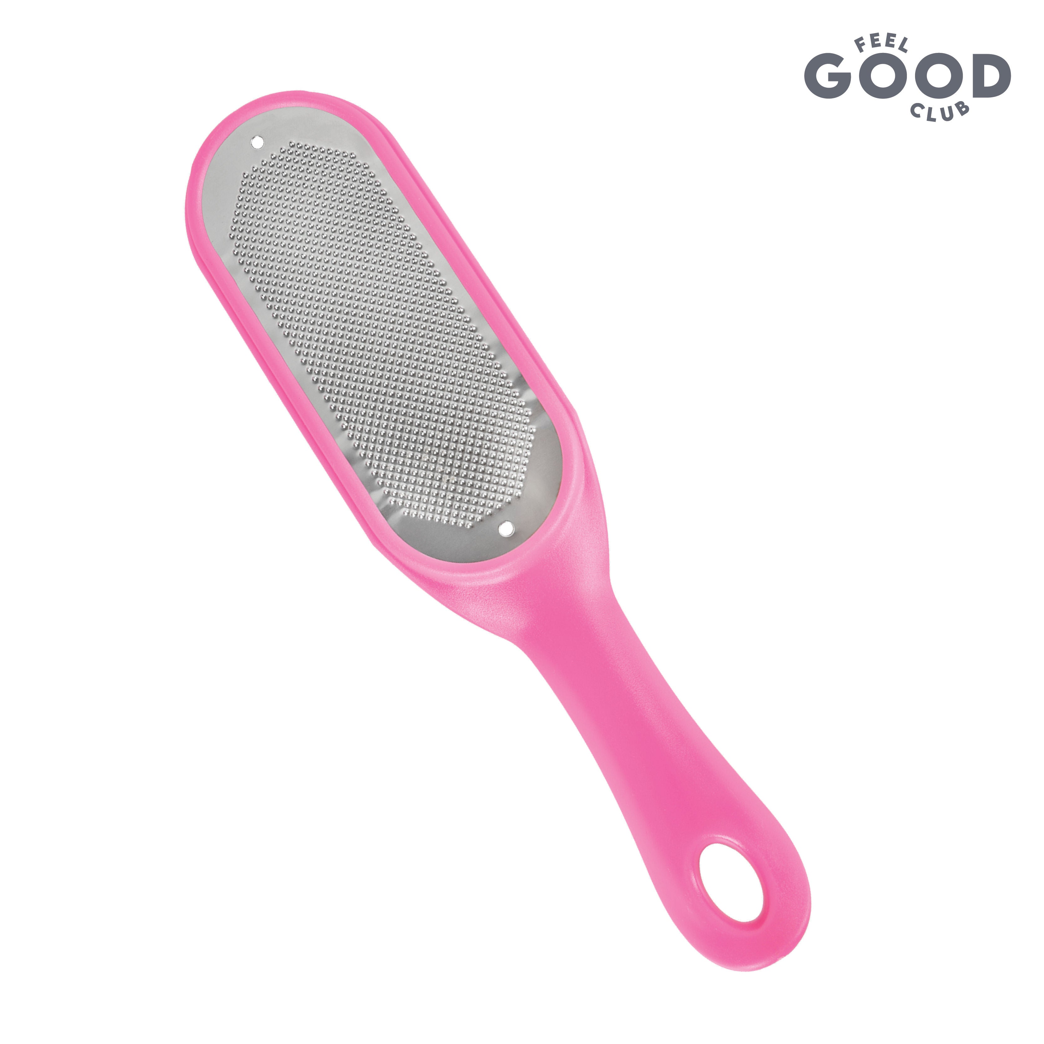 Feel Good Club Stainless Steel Foot File Scrubber Pink Brush For Skin Exfoliation Care & Pedicure
