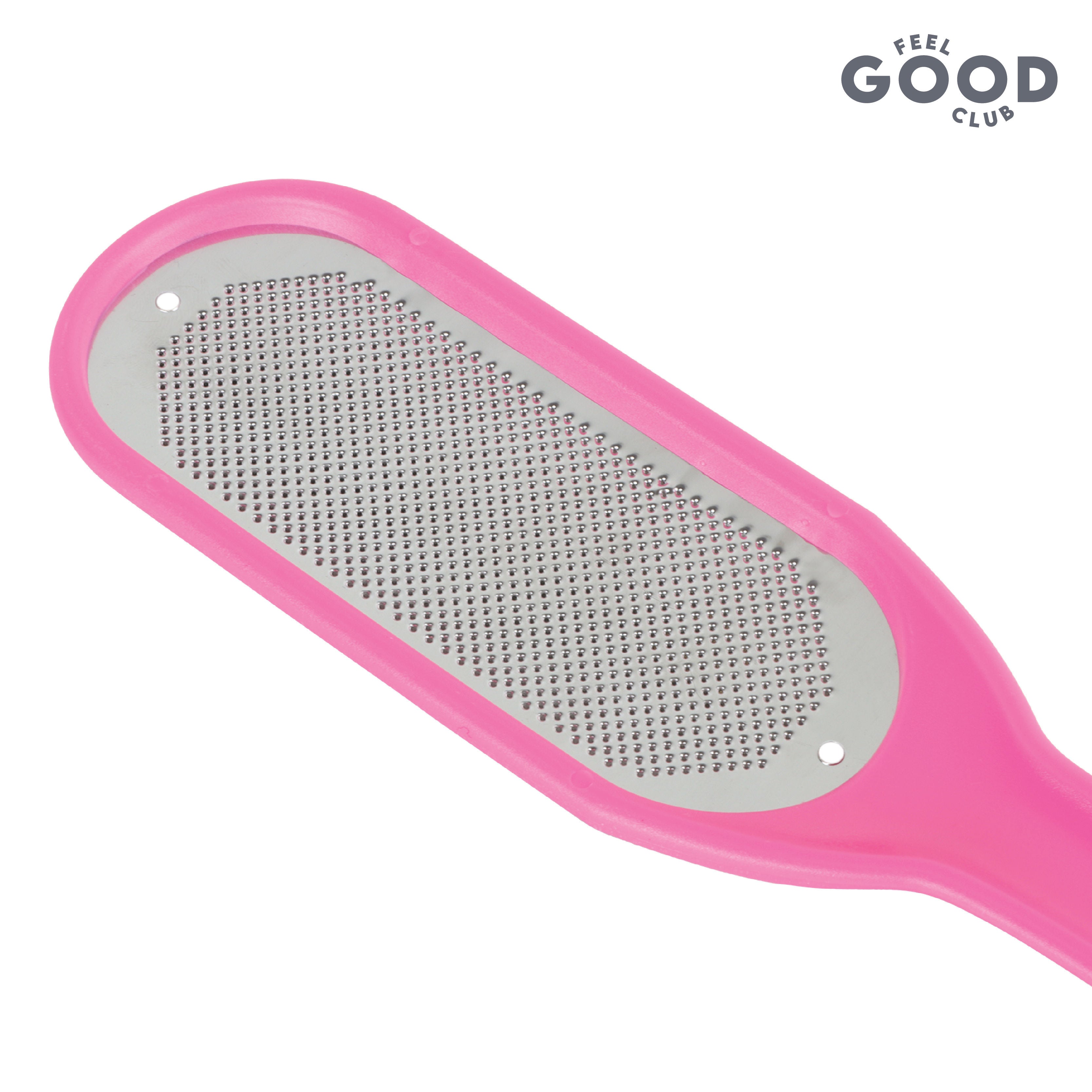 Feel Good Club Stainless Steel Foot File Scrubber Pink Brush For Skin Exfoliation Care & Pedicure