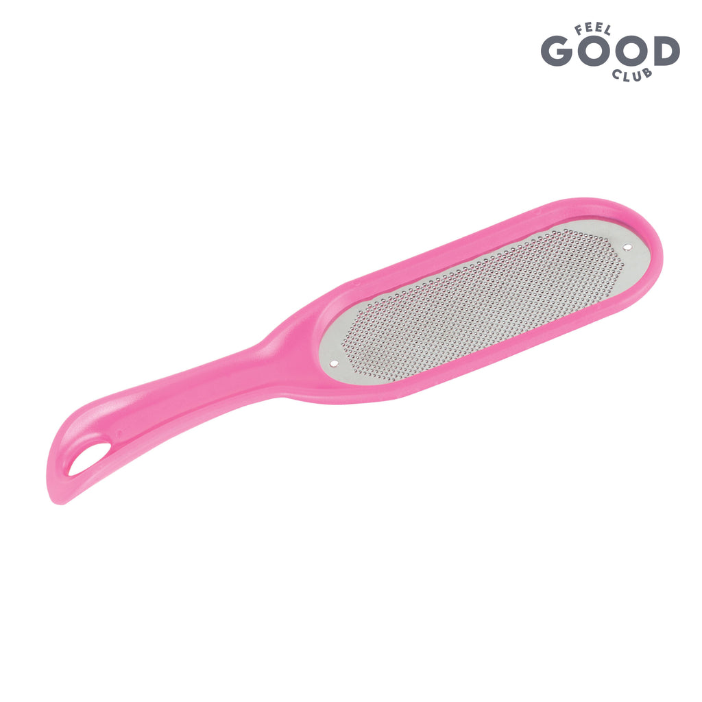 Feel Good Club Stainless Steel Foot File Scrubber Pink Brush For Skin Exfoliation Care & Pedicure