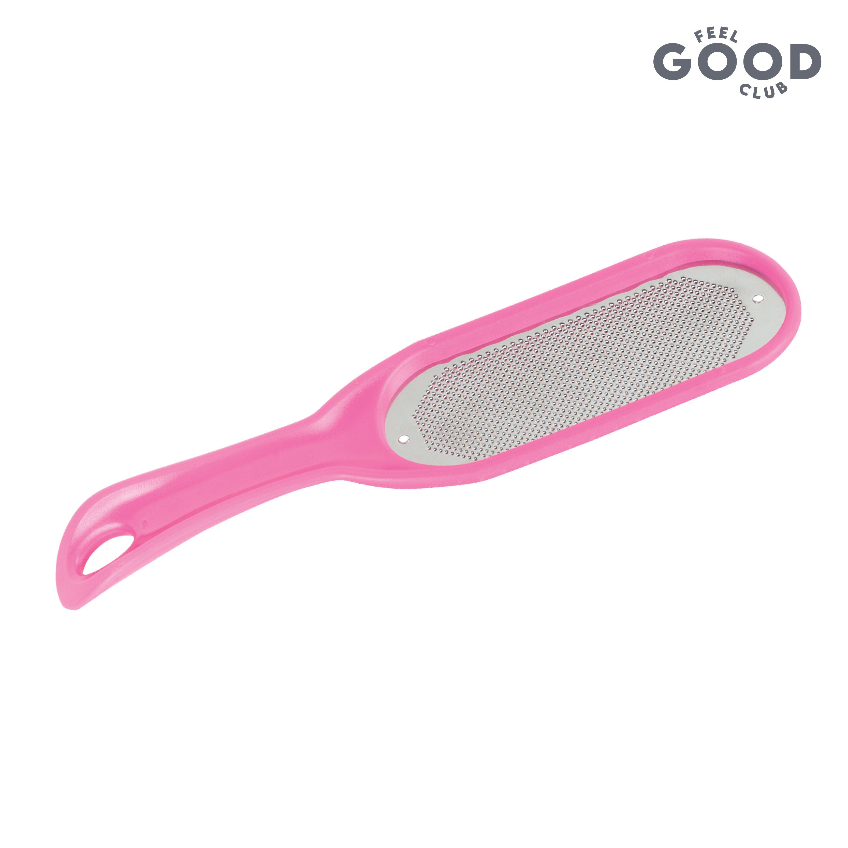 Feel Good Club Stainless Steel Foot File Scrubber Pink Brush For Skin Exfoliation Care & Pedicure