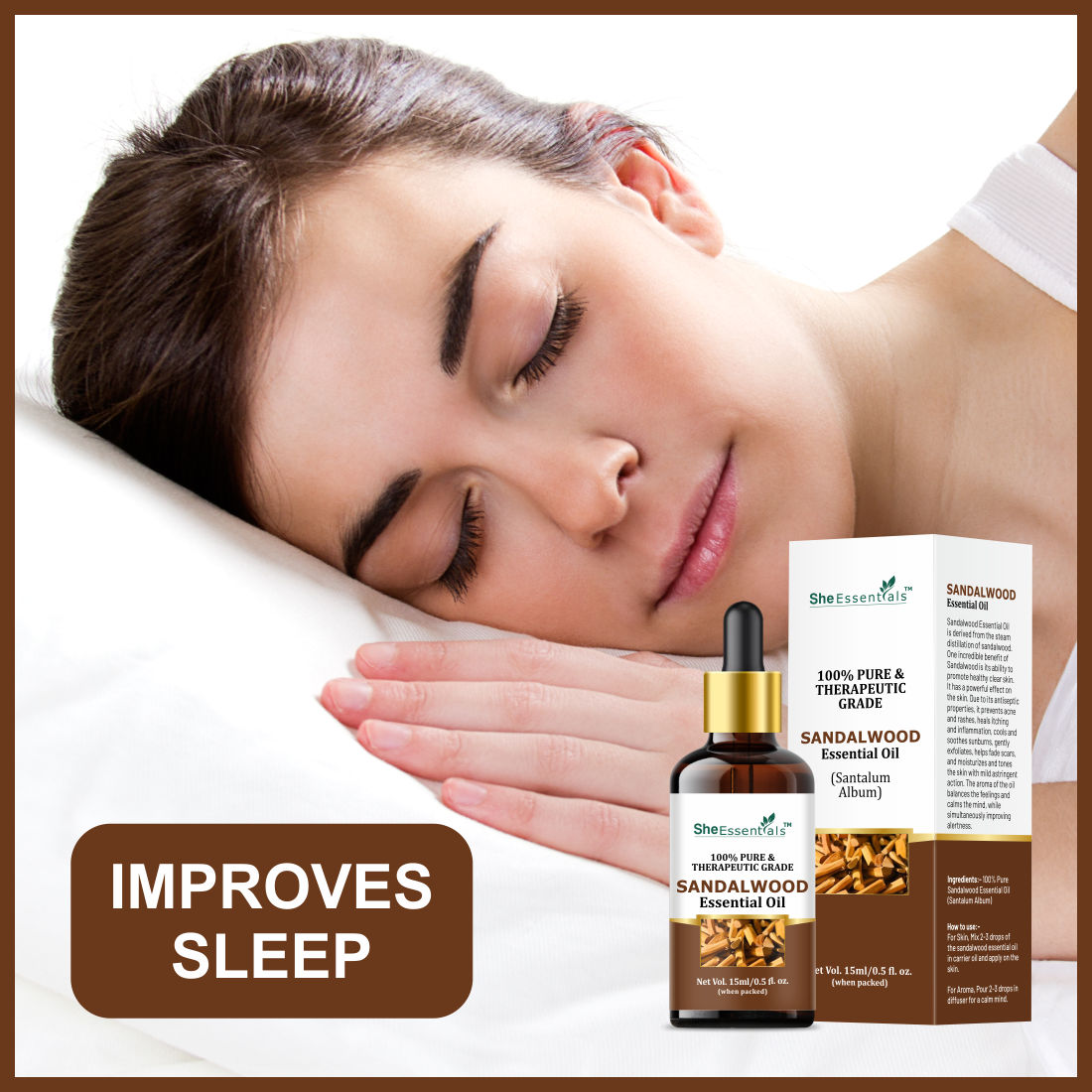 She Essentials Natural Sandalwood Essential Oil For Revitalizes Mind & Soul