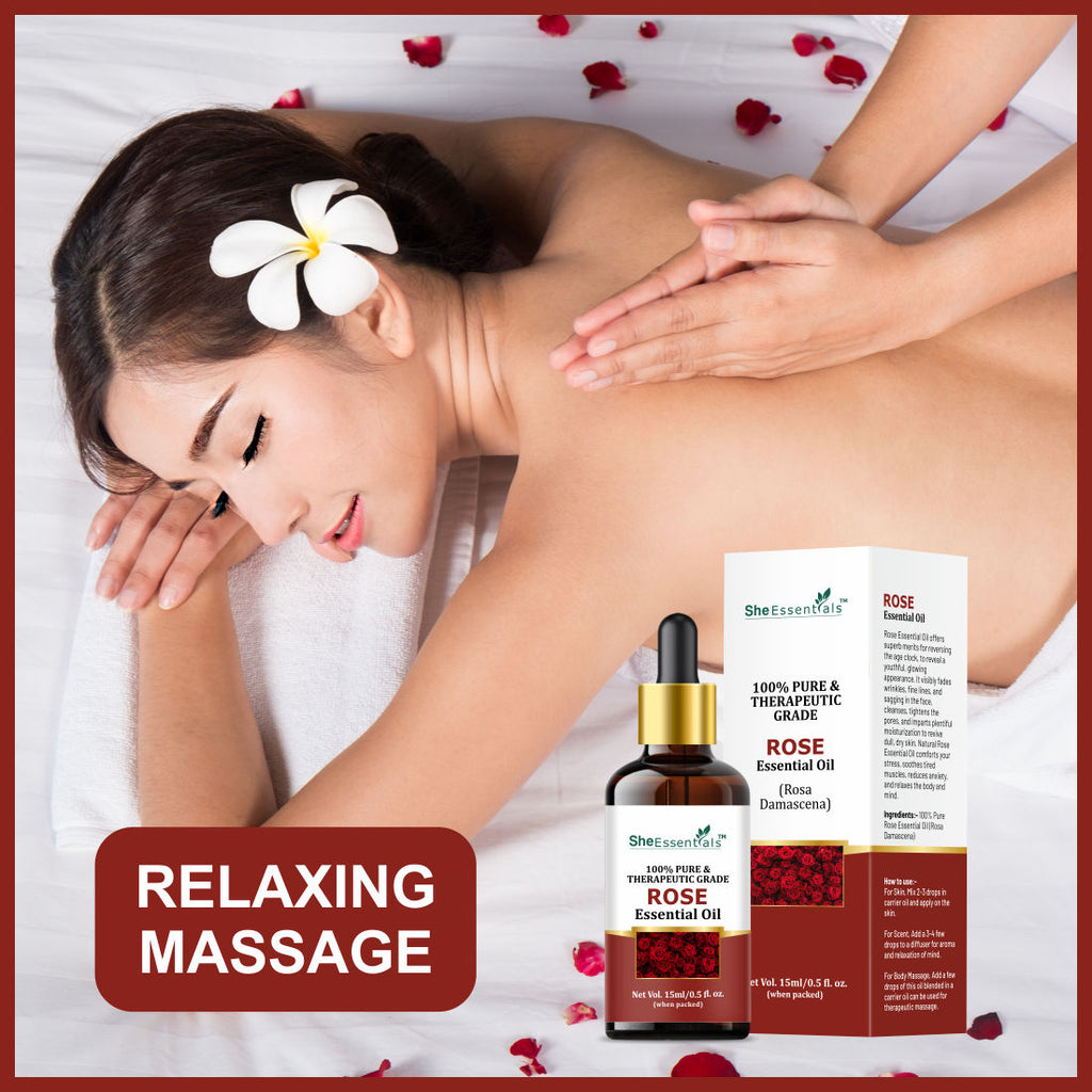 She Essentials Rosemary, Rose & Tea Tree Essential Oil For Hair Growth, Acne, Skincare & Haircare