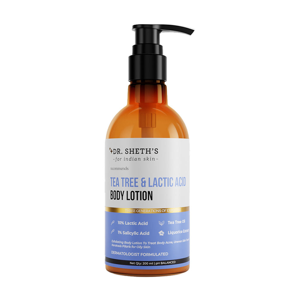Dr. Sheth's Tea Tree & Lactic Acid Body Lotion Provides Even Skin Tone, Reduce Body Acne