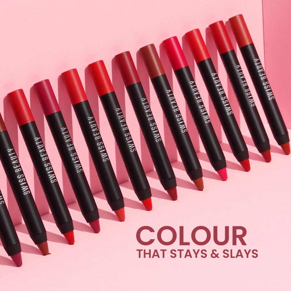 Swiss Beauty Matte Long Lasting Stay Maxx Lip Crayon Lipstick Matte Finish