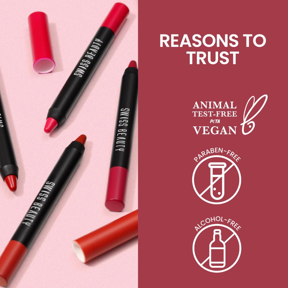 Swiss Beauty Matte Long Lasting Stay Maxx Lip Crayon Lipstick Matte Finish
