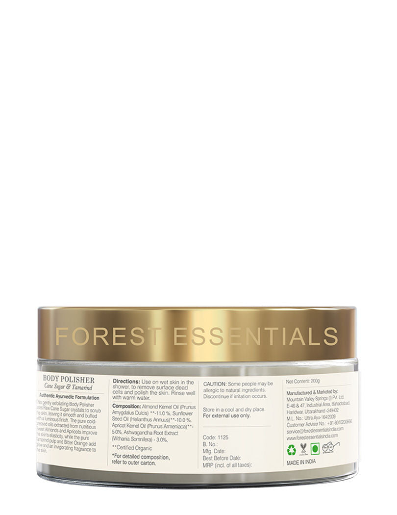 Forest Essentials Body Polisher Cane Sugar & Tamarind Mild Ayurvedic Exfoliating Scrub