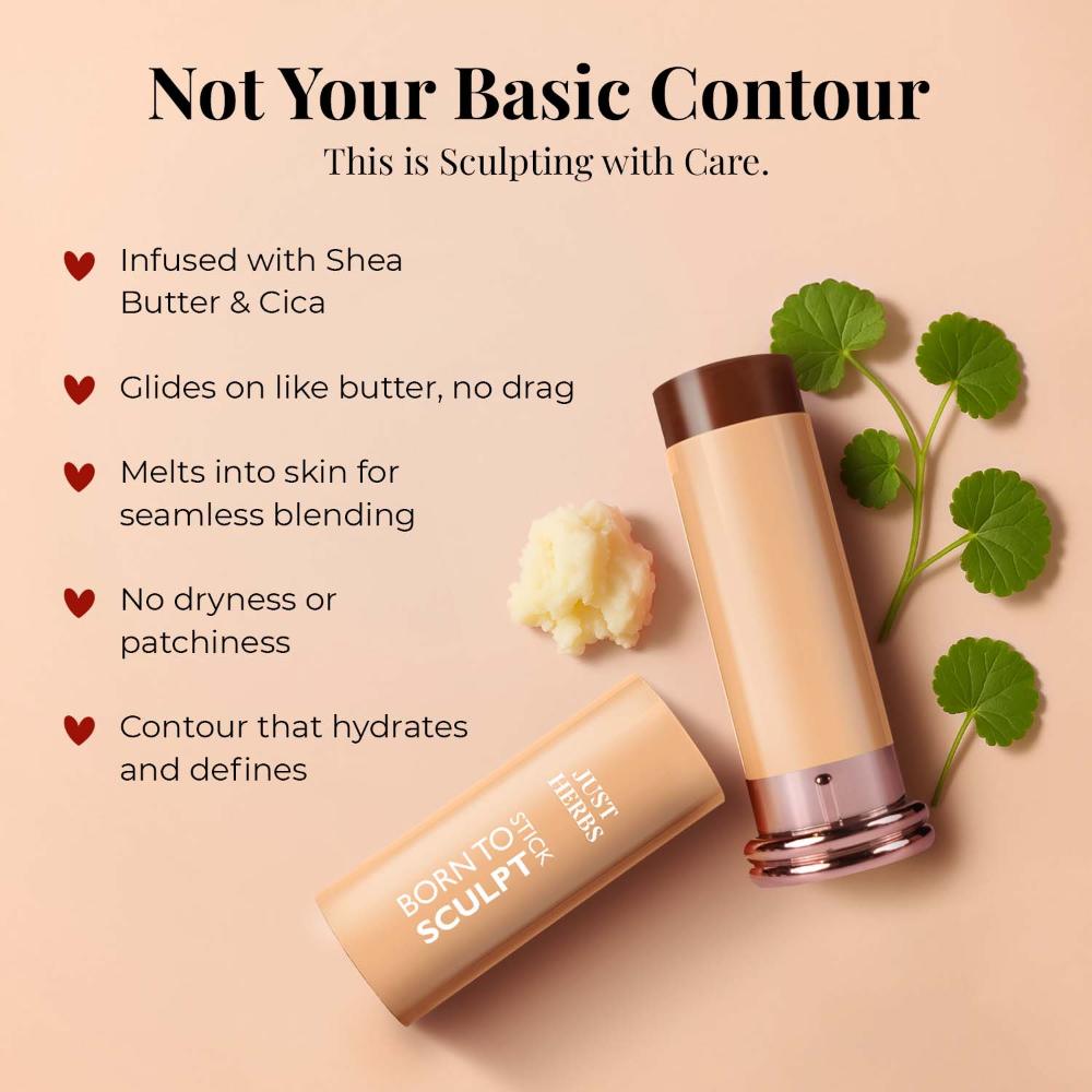 Just Herbs Born To Sculpt Long Stay Matte Finish Bronzer Stick with Shea Butter