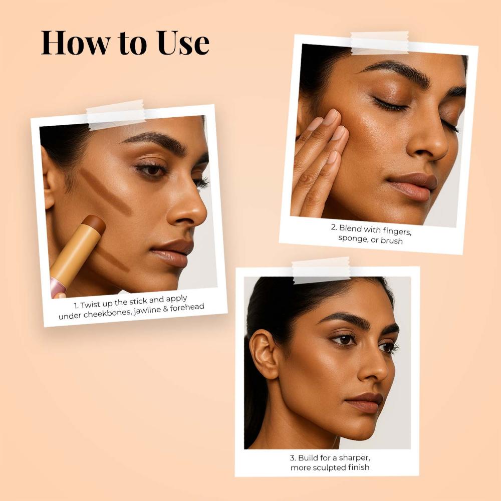 Just Herbs Born To Sculpt Long Stay Matte Finish Bronzer Stick with Shea Butter