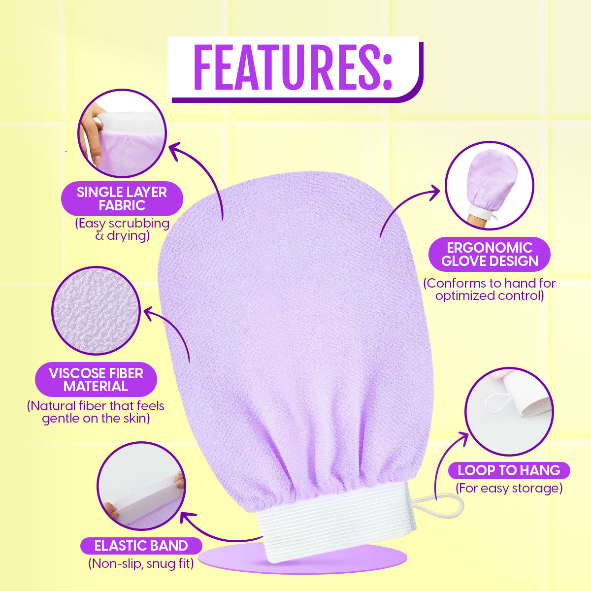 Matra Exfoliating Bath Glove Body Scrubbing Mitten (Colour May Vary)