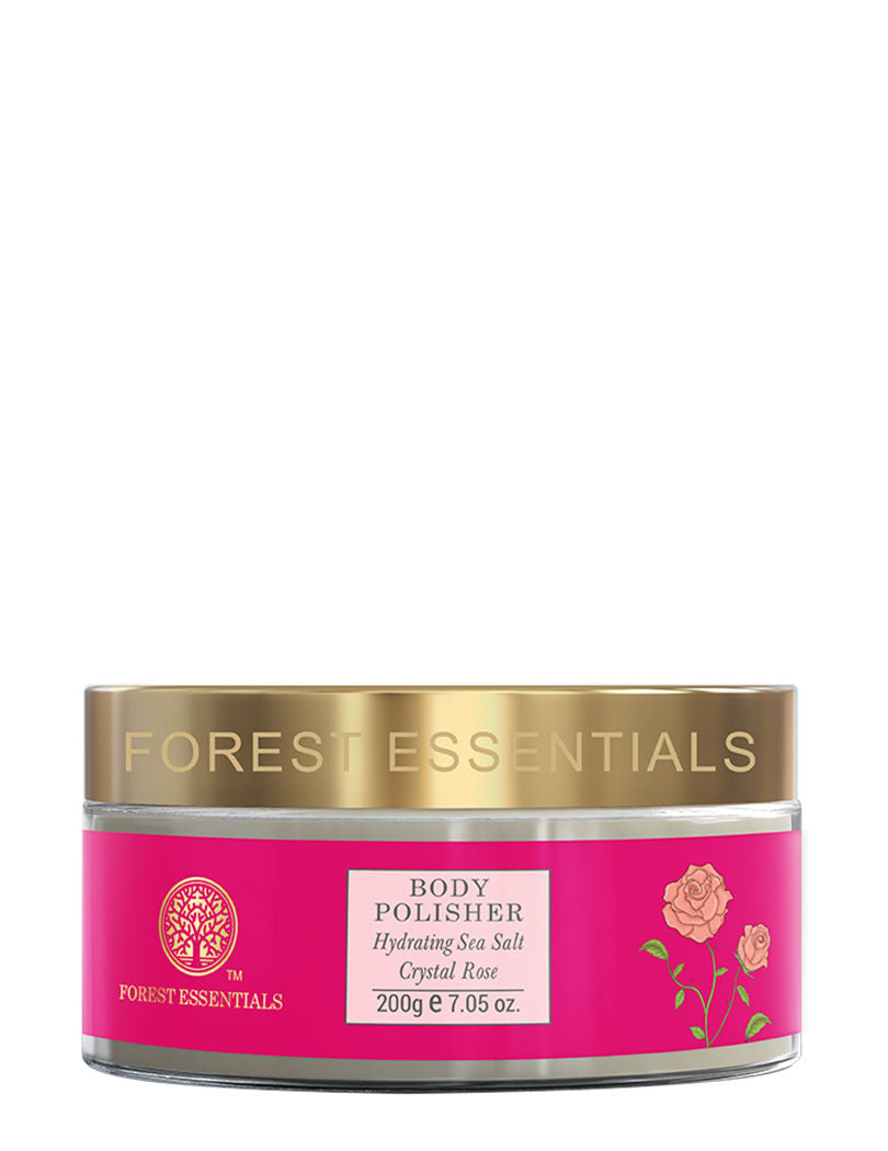 Forest Essentials Body Polisher Hydrating Sea Salt Crystal Rose - Body Scrub for Tan Removal