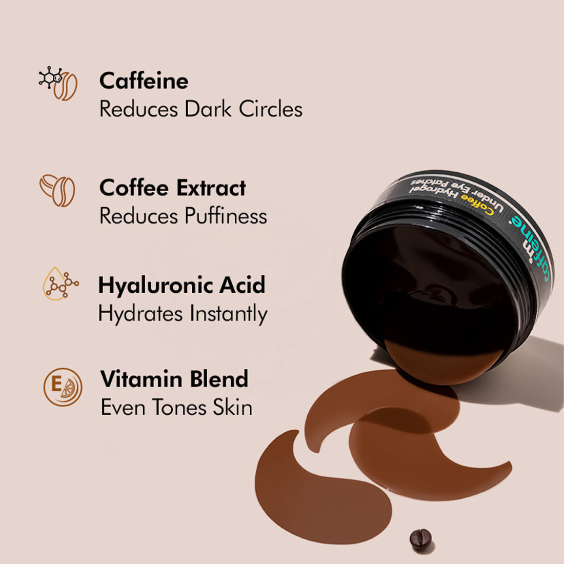 MCaffeine Coffee Hydrogel Under Eye Patches for Dark Circles with Hyaluronic Acid Depuffs