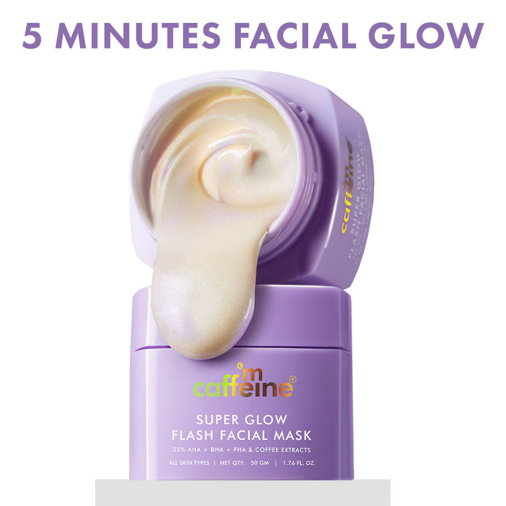 mCaffeine Super Glow Flash Facial 25% AHA+BHA+PHA Face Mask
