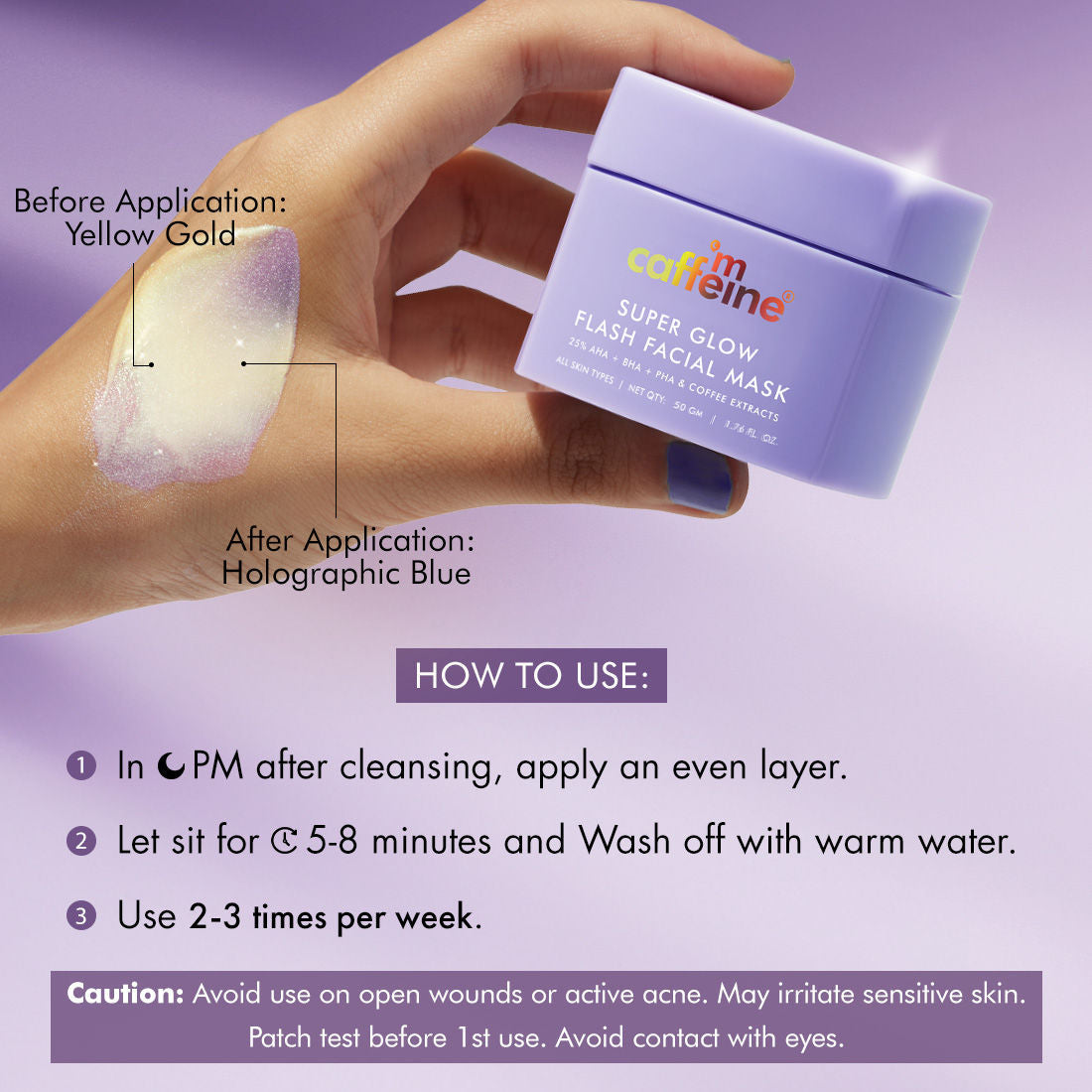 mCaffeine Super Glow Flash Facial 25% AHA+BHA+PHA Face Mask