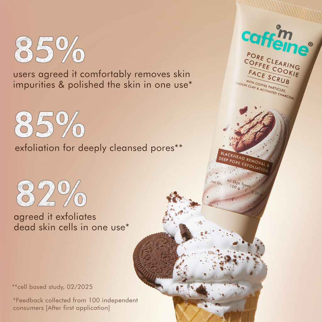 MCaffeine 4.5% Exfoliants Pore Clearing Coffee Cookie Face Scrub Remove Blackheads, Detan & Glow