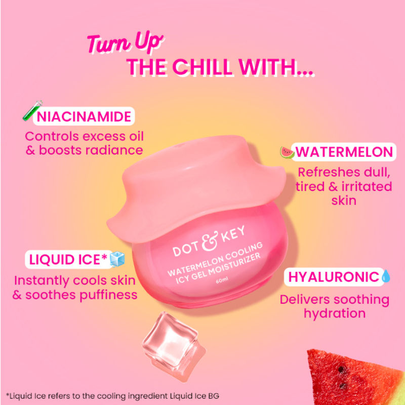Dot & Key Watermelon Cooling Icy Gel Moisturizer, With Hyaluronic & Liquid Ice
