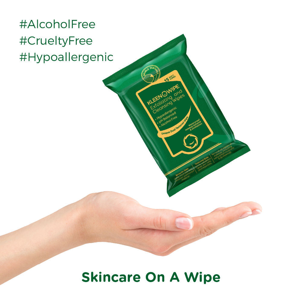 KleenOWipe Exfoliating and Cleansing Facial Wipes - 15Pcs
