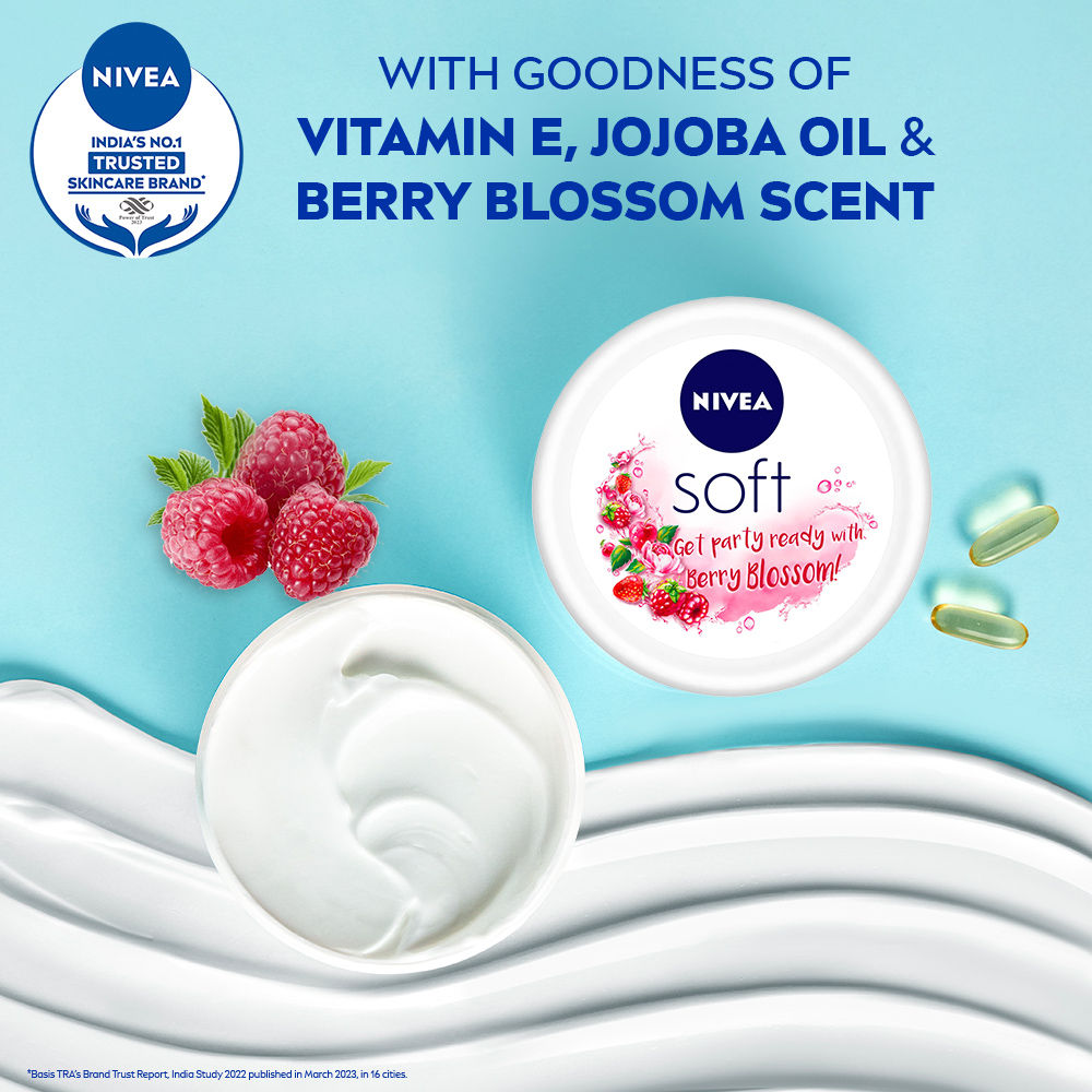 NIVEA Soft Light Moisturizing Cream Berry Blossom Fragrance With Vitamin E & Jojoba Oil
