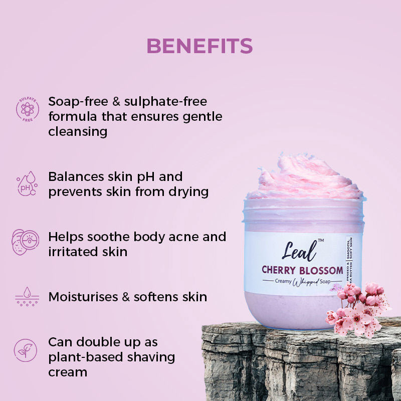 Leal Cherry Blossom Shea Bath Cream Whipped Soap