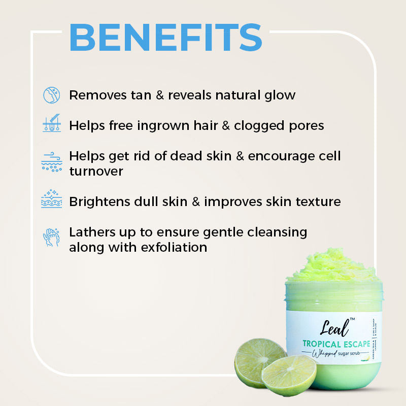 Leal Tropical Escape Green Tea Whipped Face & Body Sugar Scrub