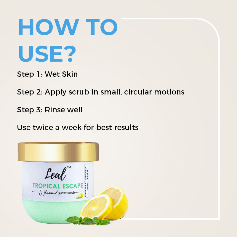 Leal Tropical Escape Green Tea Whipped Face & Body Sugar Scrub