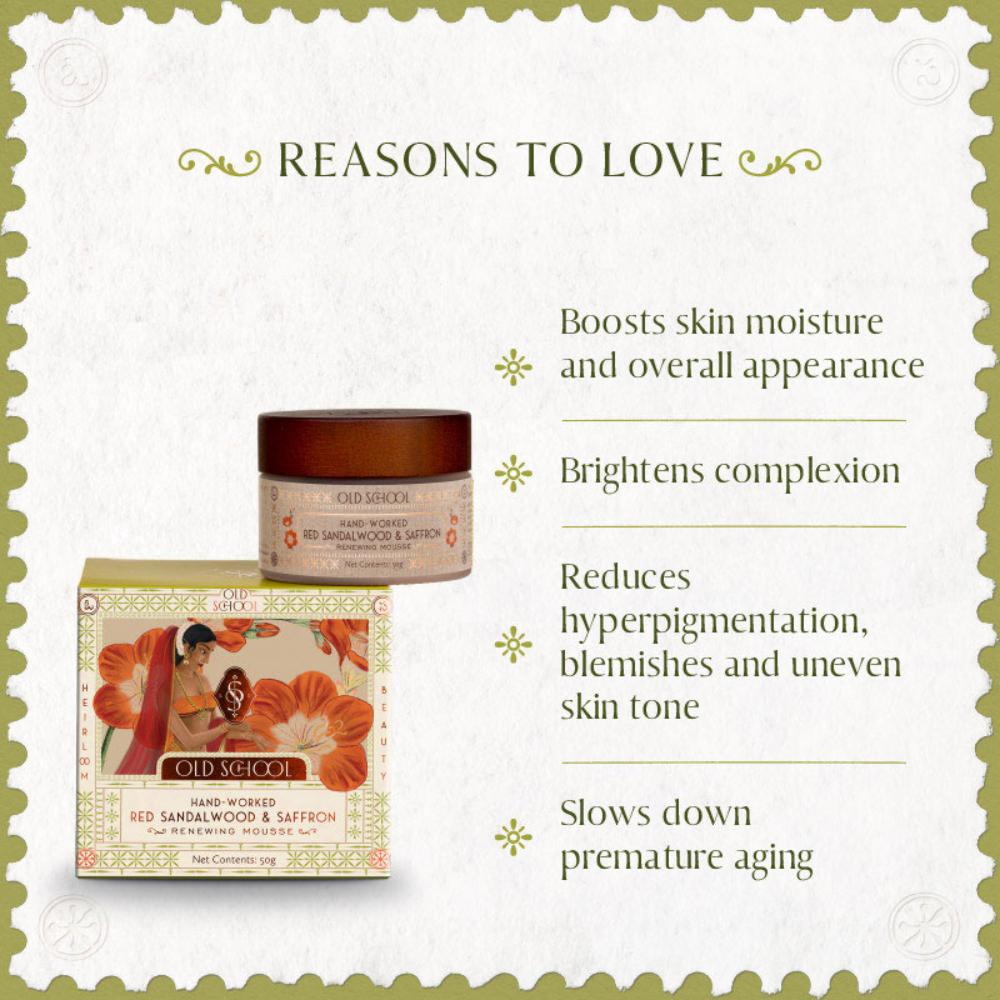 Old School Hand-Worked Red Sandalwood And Saffron Renewing Mousse Face Moisturiser