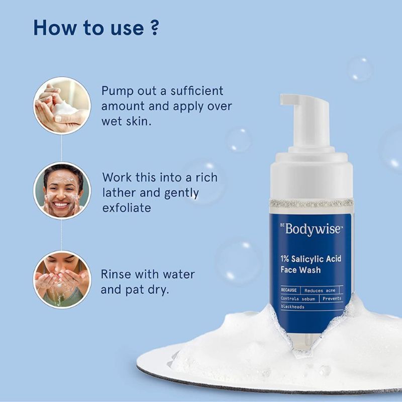 Be Bodywise Oil Control Face Wash for Acne- 1% Salicylic Acid (Fragrance- SLS- Soap Free)