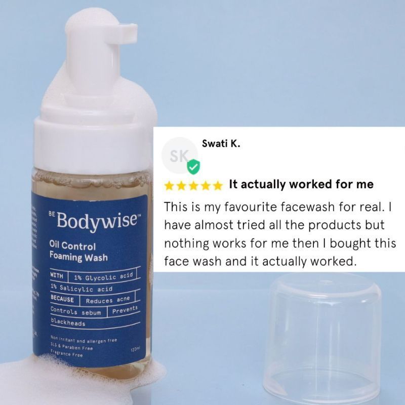 Be Bodywise Oil Control Face Wash for Acne- 1% Salicylic Acid (Fragrance- SLS- Soap Free)