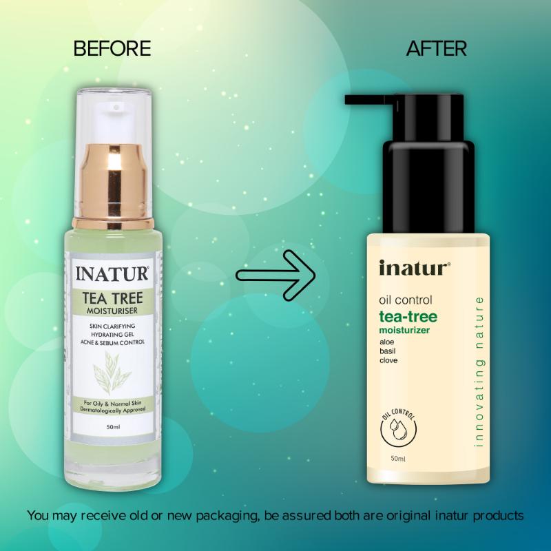 inatur Tea Tree Gel, Non-Sticky Moisturizer, with Neem, Aloe Vera, for Oily, Acne-Prone Skin