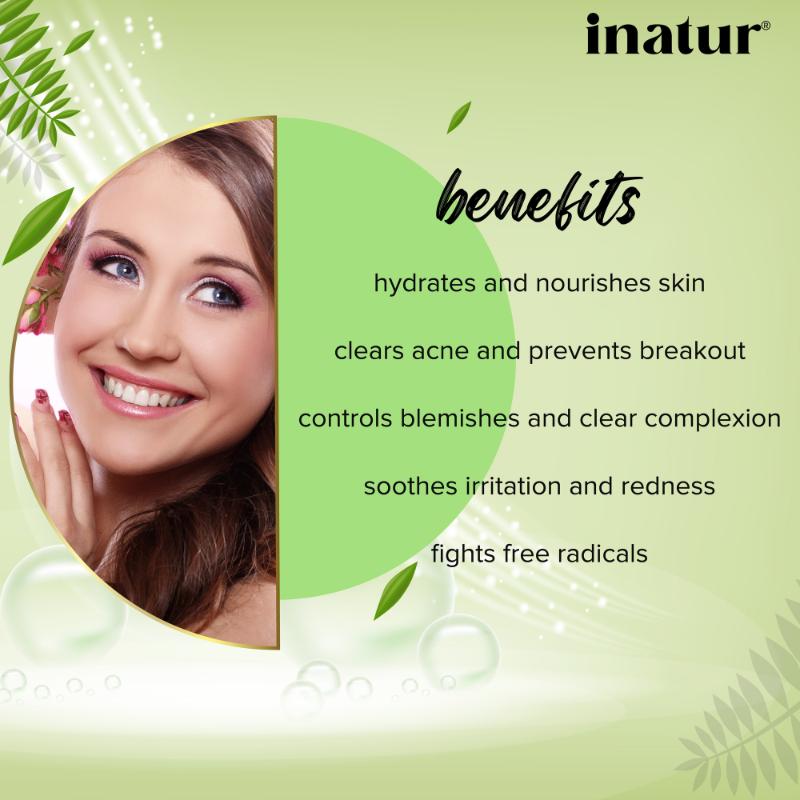 inatur Tea Tree Gel, Non-Sticky Moisturizer, with Neem, Aloe Vera, for Oily, Acne-Prone Skin