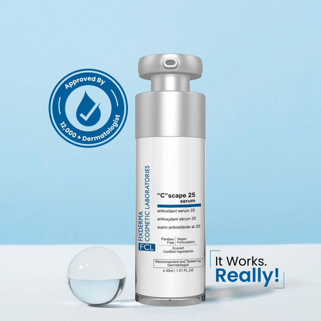 FCL 25% Vitamin C Face Serum & Hyaluronic Acid Serum, Reduces Wrinkles & Age Spots