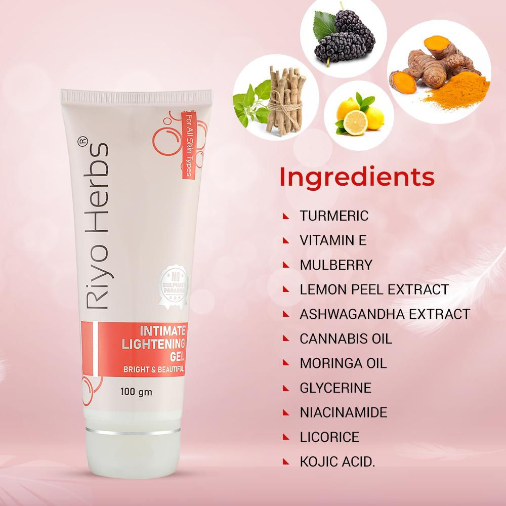 Riyo Herbs Intimate Lightening Gel with Vitamin E & Lemon Peel Extracts for Delicate Skin