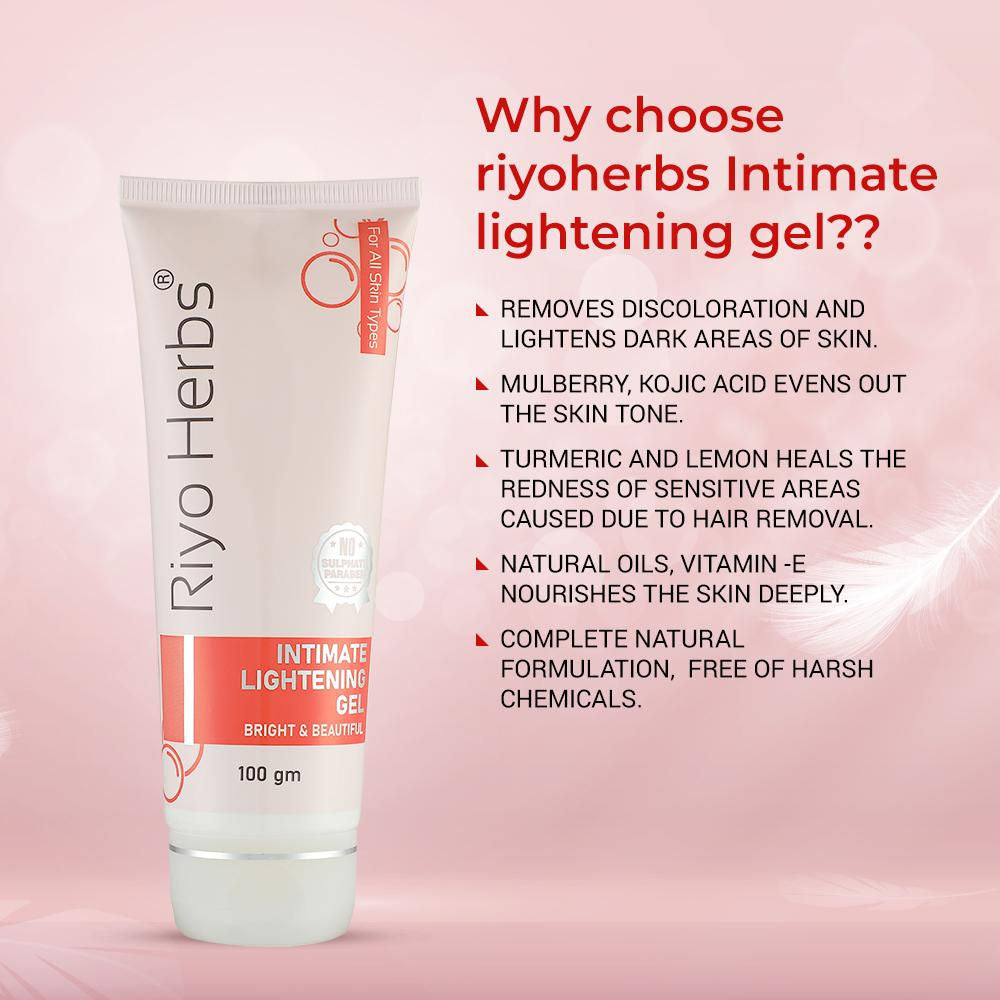 Riyo Herbs Intimate Lightening Gel with Vitamin E & Lemon Peel Extracts for Delicate Skin