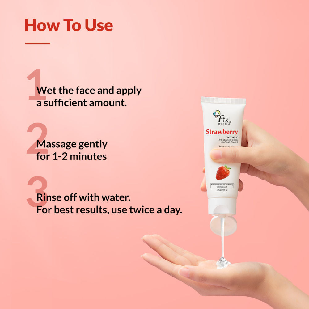 Fixderma Strawberry Face Wash with Vitamin E & Strawberry Extract, Face Wash for Oily Skin