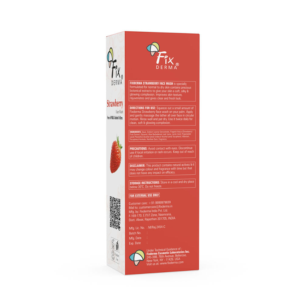 Fixderma Strawberry Face Wash with Vitamin E & Strawberry Extract, Face Wash for Oily Skin