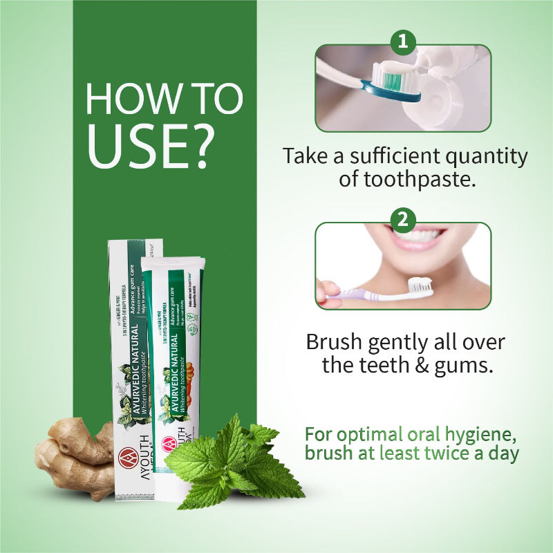 Ayouthveda Ayurvedic Natural Whitening Toothpaste with Ginger & Mint For Visibly Whiter Teeth